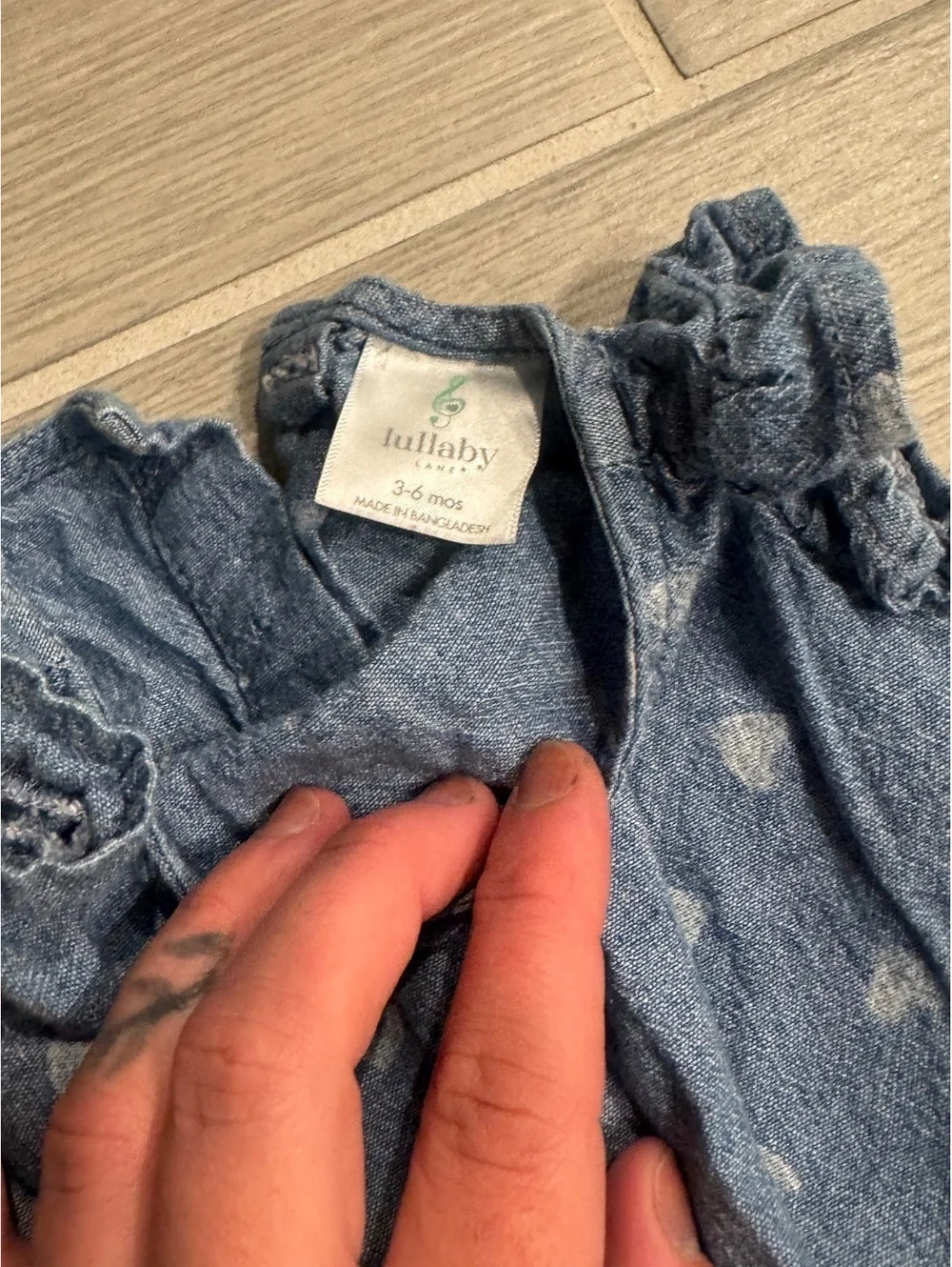Lullaby Baby Girl Denim Heart Print Romper 3-6 Months